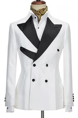 Marshall Stylish White Peaked Lapel Double Breasted Prom Suits_1