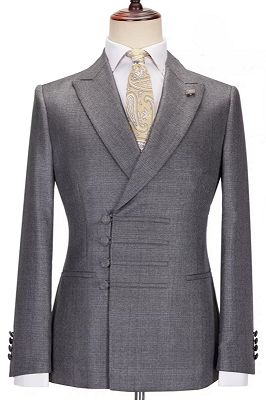 Maggie Classical Gray Peaked Lapel Bespoke Business Suits_1