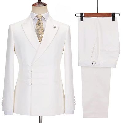 Lyle Simple White Peaked Lapel Bespoke Prom Suits_2