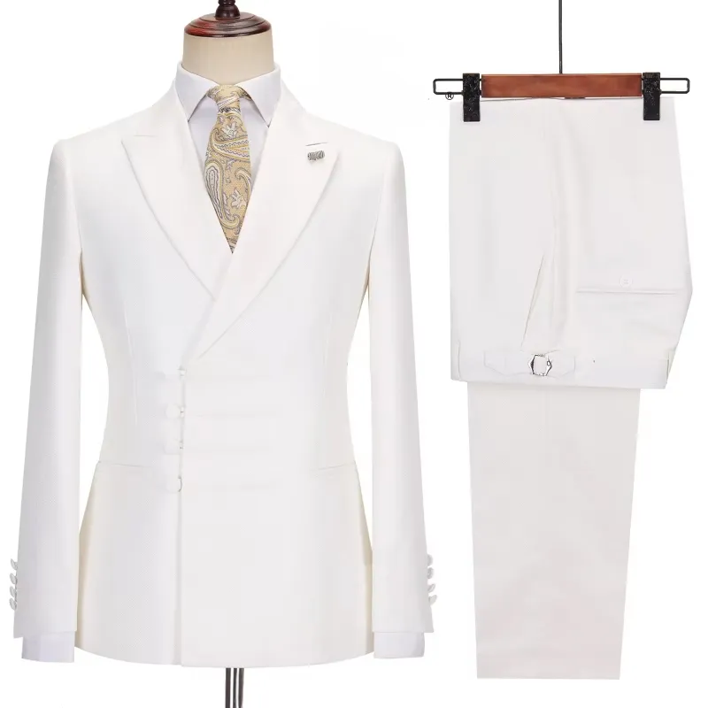 Lyle Simple White Peaked Lapel Bespoke Prom Suits