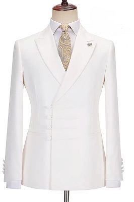 Lyle Simple White Peaked Lapel Bespoke Prom Suits_1