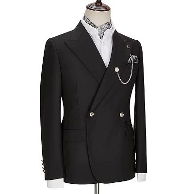 Lyndon Classical Black Peaked Lapel Double Breasted Prom Suits