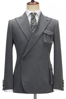 Marvin Formal Gray Peaked Lapel Bespoke Prom Suits_1