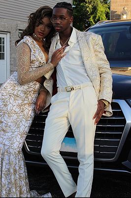 Barton Ivory Jacquard One Button Jacquard Prom Suits_3
