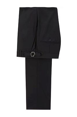 Sparkling Black Double Breasted Wedding Suit with Beadings Prom Outfit_3