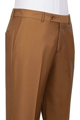 Popular Satin Lapel Double Breasted Gold Brown Prom Suit_3