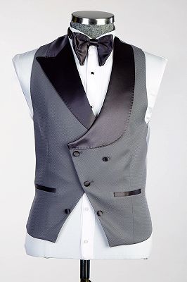 Dark Gray 3 Piece Peak & Shawl Lapel Men’s Formal Suit for Wedding Prom_3