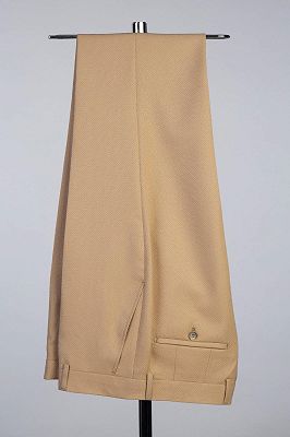 Satin Shawl Lapel Double Breasted Khaki Wedding Suit Prom Outfit_3