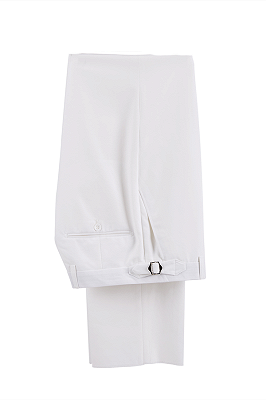 Pure White Peak Lapel Double Breasted Black Seam Men’s Suit_3