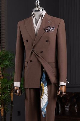 Bert Caramel Peaked Lapel Double Breasted Prom Suits