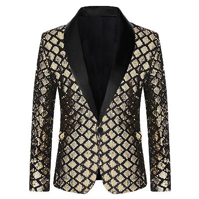 Bevis Sparkle Gold Sequins Shawl Lapel Prom Suits_4