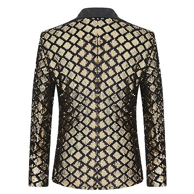 Bevis Sparkle Gold Sequins Shawl Lapel Prom Suits