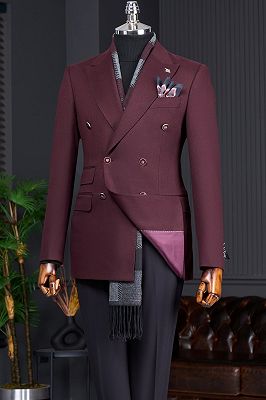 Bertram Grape Peaked Lapel Double Breasted Prom Suits