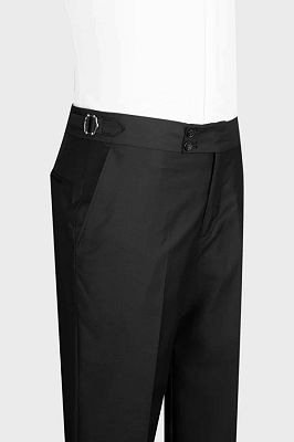 Bob Classical Black Peaked Lapel Three Pieces Business Suits_3