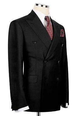 Blair Formal Black Peaked Lapel Double Breasted Business Suits For Men