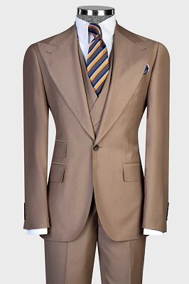 Booth Handsome Brown Peaked Lapel Three Pieces Business Suits