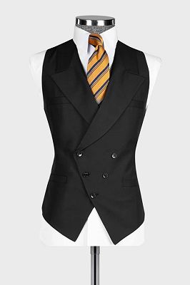 Bob Classical Black Peaked Lapel Three Pieces Business Suits