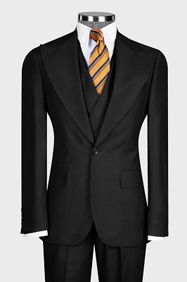 Bob Classical Black Peaked Lapel Three Pieces Business Suits