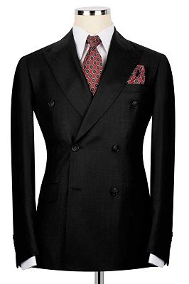 Blair Formal Black Peaked Lapel Double Breasted Business Suits For Men