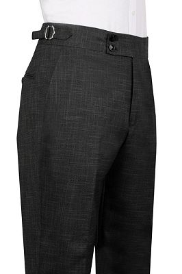 Bowen Formal Dark Gray Plaid Notched Lapel Double Breasted Business Suits_3