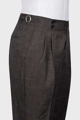 Boyce Chic Dark Gray Notched Lapel Three Pieces Plaid Business Suits_4