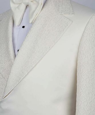 Brook Fashion Off-White Jacquard Prom Suits With Crossover Satin Panel