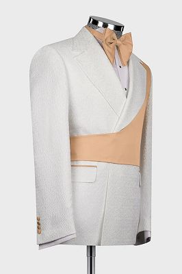 Broderick Stylish White Jacquard Prom Suits With Crossover Satin Panel_3