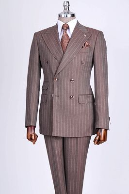 Cliff Chic Dusty Pink Striped Double Breasted Prom Suits With Peaked Lapel_2