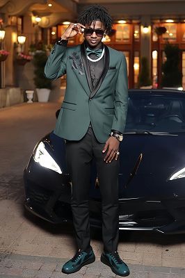 Edison Classic Dark Green One Button Shawl Lapel Prom Suits