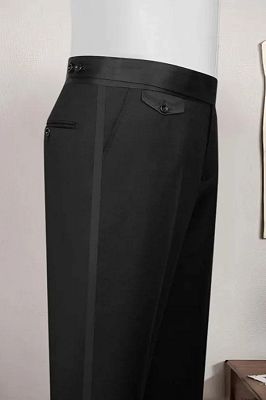 Clark Generous Black Jacquard Double Breasted Prom Suits With Beadings_3