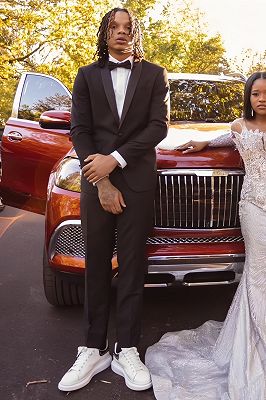 Claude Simple Black Shawl Lapel One Button Prom Suits