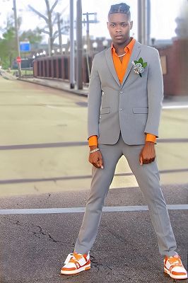 Cyril Simple Gray Notched Lapel Two Button Prom Suits