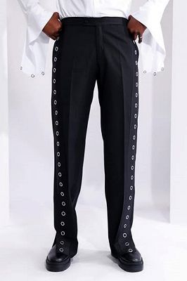 Christopher Stylish Black Peaked Lapel Velvet Prom Suits With Eyelet Buttons_2