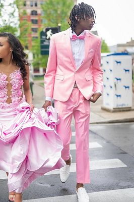 Eli Simple Pink Notched Lapel One Button Prom Suits