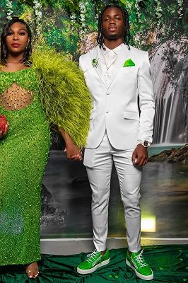 Elliot Fashion White Peaked Lapel Two Button Prom Suits