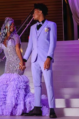Drew Bespoke Lavender Notched Lapel Three Pieces Prom Suits