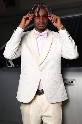 Edgar Bespoke White Jacquard Prom Suits With Satin Lapel_2