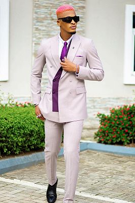 Hardy Bespoke Light Violet Peaked Lapel Double Breasted Prom Suits