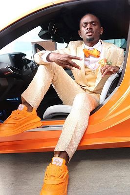 Frederick Fancy Champagne Jacquard Notched Lapel Prom Suits