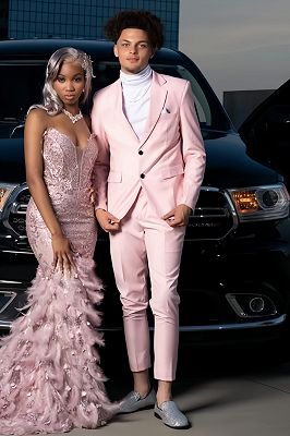 Fitch Modern Pink Notched Lapel Two Buttons Slim Fit Prom Suits_3