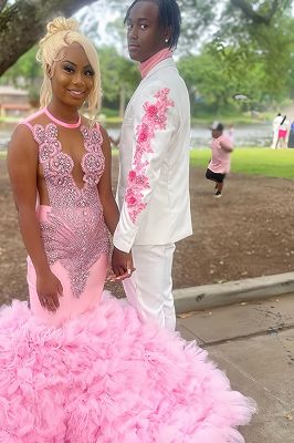 Ford Fancy White Notched Lapel Three Pieces Beading Prom Suits_2