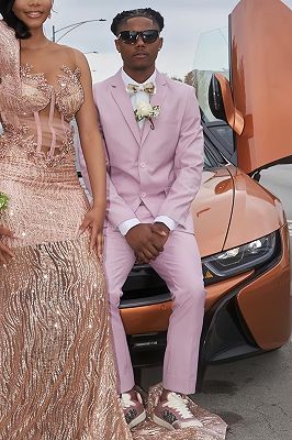 Gary Gentle Lilac Notched Lapel Two Buttons Three Pieces Prom Suits