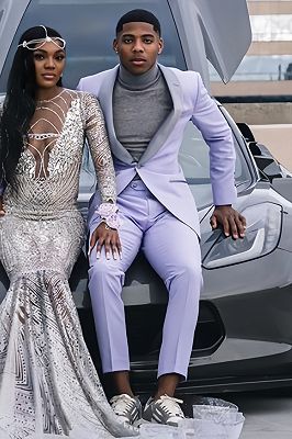 Goddard Classical Lavender One Button Shawl Lapel Prom Suits