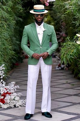 Grover Gentle Jade Notched Lapel One Button Prom Suits