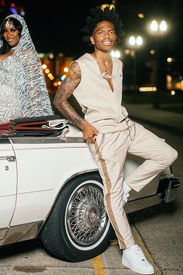 Joyce Handsome Khaki Sleeveless Two Pieces Prom Suits_3