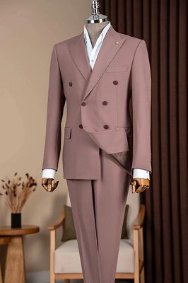 Maynard Bespoke Dusty Pink Peaked Lapel Double Breasted Prom Suits