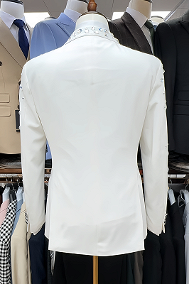 Malcolm Charming White Double Breasted Prom Suits With Beading Lapel