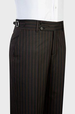 Michael Formal Black Peaked Lapel Three Pieces Striped Business Suits