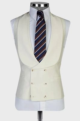 Bespoke Off-White Shawl Lapel Double Breasted Vest