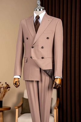Maxwell Charming Light Brown Peaked Lapel Double Breasted Business Suits